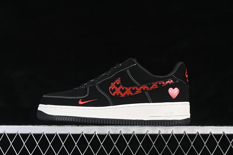 All categories Nk Air Force 1 Air Force series Nk Air Force 1 Low Air Force low-top Nike Air Force 1'07 Low Rei Kawakubo co-branded matte black and red love Air Force 1 low-top casual sneakers LD1999-007